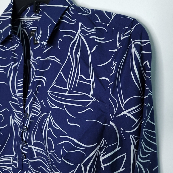 TALBOTS Women's Sailboat Print Long Sleeve Pullover Top XS - Picture 8 of 13